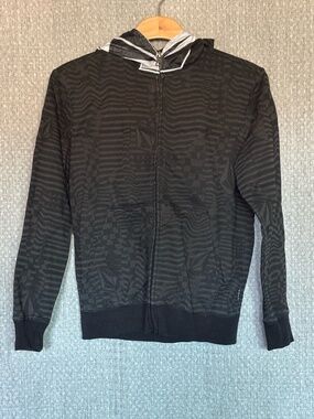 Volcom Zip Up Hoodie Black Geometric Print Youth M/10Y